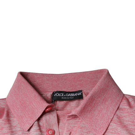Dolce & Gabbana Pink Polyester Long Sleeve Men Polo T-shirt