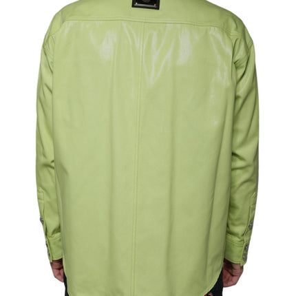 Dolce & Gabbana Green Cotton Collared Men Button Down Shirt