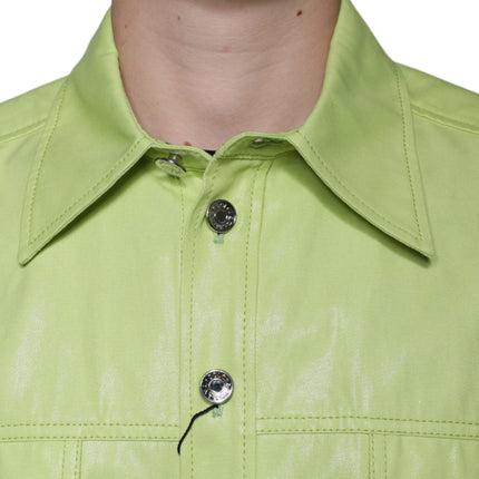 Dolce & Gabbana Green Cotton Collared Men Button Down Shirt