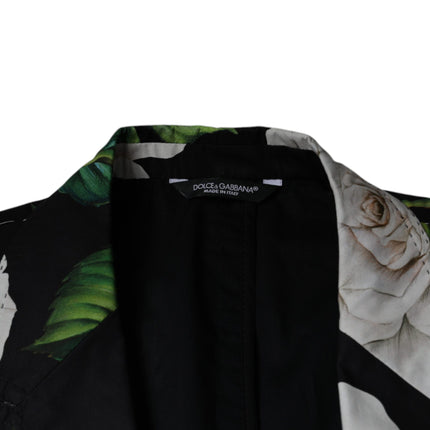 Dolce & Gabbana Black Rose Cotton Men Formal 2 Piece Suit