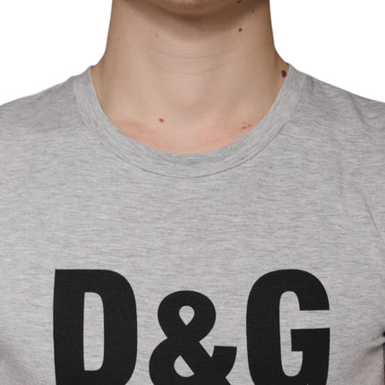 Dolce & Gabbana Gray Logo Print Crewneck Short Sleeve T-shirt
