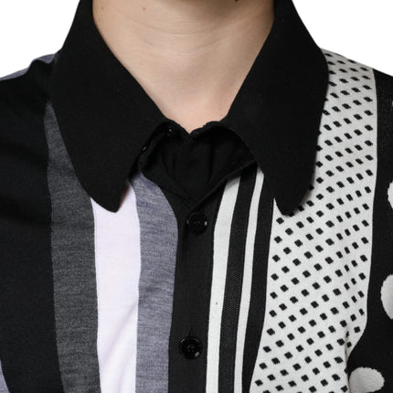 Dolce & Gabbana Black White Polka Dot Collared Polo T-shirt