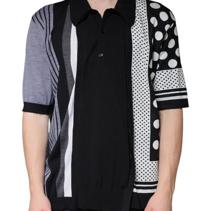 Dolce & Gabbana Black White Polka Dot Collared Polo T-shirt