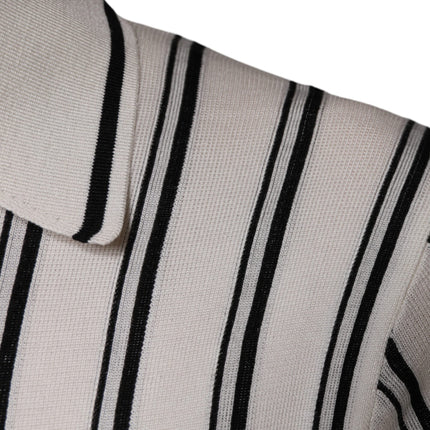 Dolce & Gabbana White Black Stripe Polo Short Sleeve T-shirt