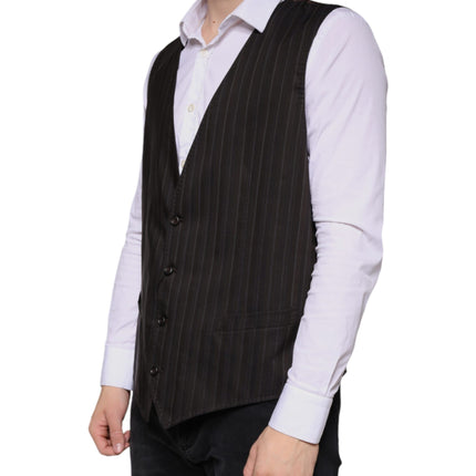 Dolce & Gabbana Black Cotton Waistcoat Dress Formal Vest