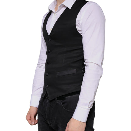 Dolce & Gabbana Black Wool Waistcoat Dress Formal Vest