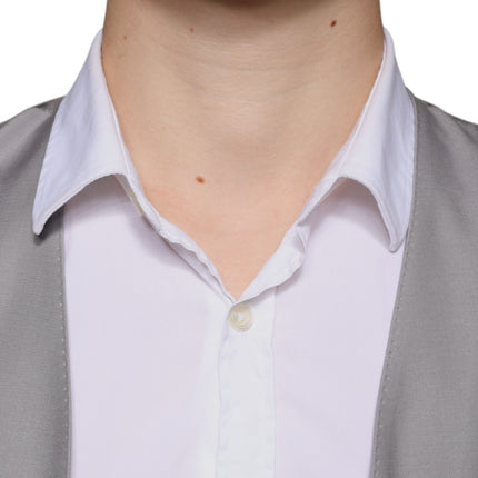 Dolce & Gabbana Light Gray Wool Formal Dress Waistcoat Vest