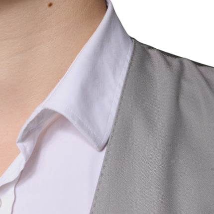 Dolce & Gabbana Light Gray Wool Formal Dress Waistcoat Vest
