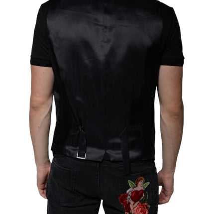 Dolce & Gabbana Black Wool Waistcoat Dress Formal Vest