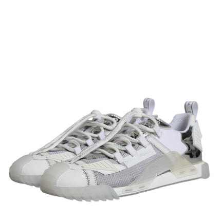 Dolce & Gabbana White Silver Low Top NS1 Sneakers Shoes