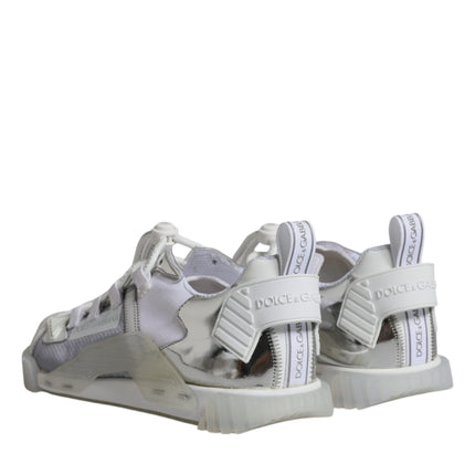 Dolce & Gabbana White Silver Low Top NS1 Sneakers Shoes