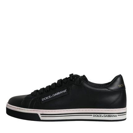 Dolce & Gabbana Black Leather Low Top Men Sneakers Shoes