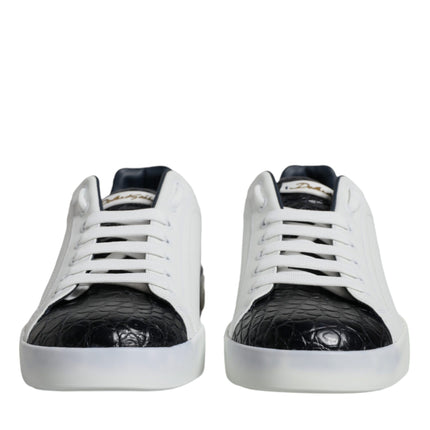 Dolce & Gabbana White Leather Logo Portofino Sneaker Shoes