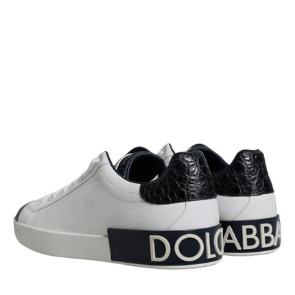 Dolce & Gabbana White Leather Logo Portofino Sneaker Shoes