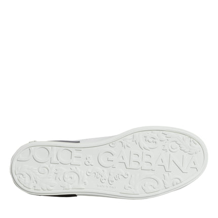 Dolce & Gabbana White Leather Logo Portofino Sneaker Shoes