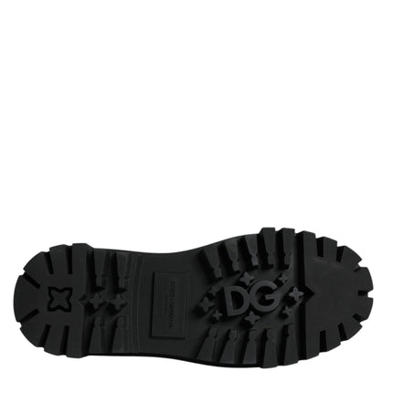 Dolce & Gabbana Black Leather Lace Up Trekking Dress Shoes