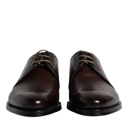 Dolce & Gabbana Brown Leather Lace Up Men Derby Formal Shoes