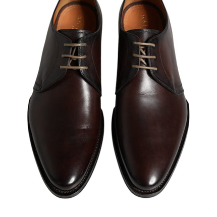 Dolce & Gabbana Brown Leather Lace Up Men Derby Formal Shoes