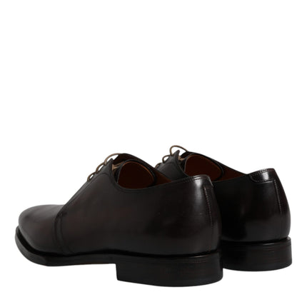 Dolce & Gabbana Brown Leather Lace Up Men Derby Formal Shoes