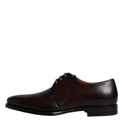 Dolce & Gabbana Brown Leather Lace Up Men Derby Formal Shoes
