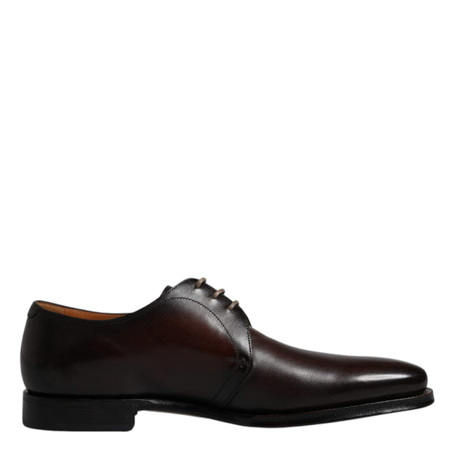 Dolce & Gabbana Brown Leather Lace Up Men Derby Formal Shoes