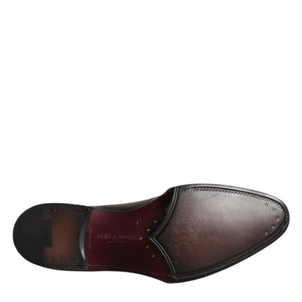 Dolce & Gabbana Brown Leather Lace Up Men Derby Formal Shoes