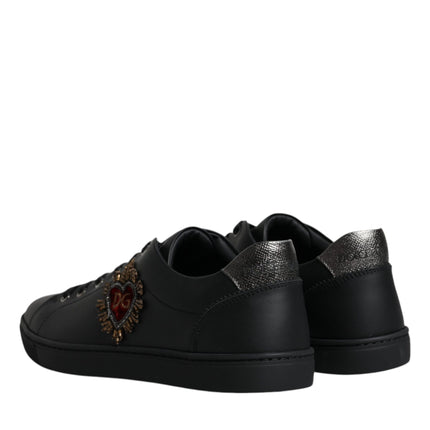 Dolce & Gabbana Black London Sacred Heart Men Sneakers Shoes