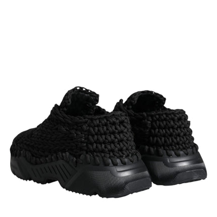 Dolce & Gabbana Black Knitted Daymaster Sneakers Shoes