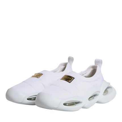 Dolce & Gabbana White Padded Fabric Low Top Sneakers Shoes