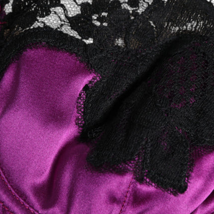 Dolce & Gabbana Purple Silk Underwired Balconette Bra Underwear