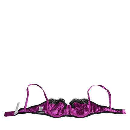 Dolce & Gabbana Purple Silk Underwired Balconette Bra Underwear