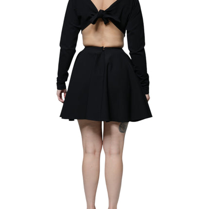 Dolce & Gabbana Black Viscose Cut Out A-line Long Sleeves Mini Dress