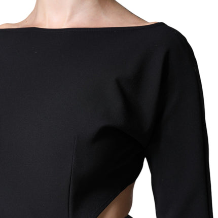 Dolce & Gabbana Black Viscose Cut Out A-line Long Sleeves Mini Dress