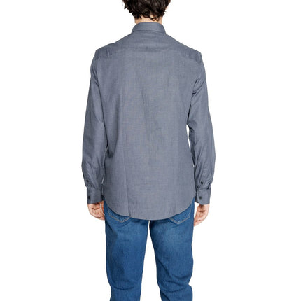 Armani Exchange Blue Cotton Dress Shirt
