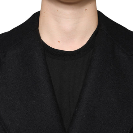 Dolce & Gabbana Black Wool Double Breasted Men Coat Jacket
