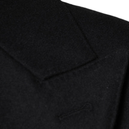 Dolce & Gabbana Black Wool Double Breasted Men Coat Jacket