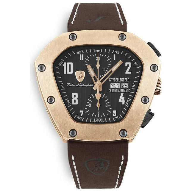 Lamborghini Black Leather Dress Watch