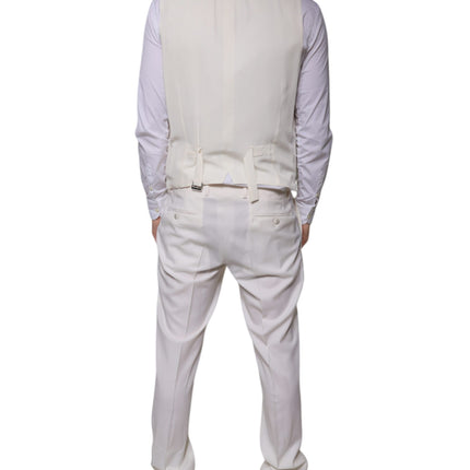 Dolce & Gabbana White Wool Silk 3 Piece SlimFit Formal Suit