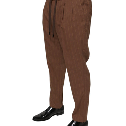 Dolce & Gabbana Brown Stripes Skinny Men Dress Pants