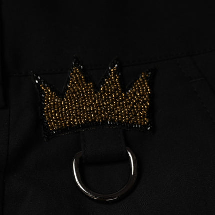 Dolce & Gabbana Black Crown Cotton Dress Pants