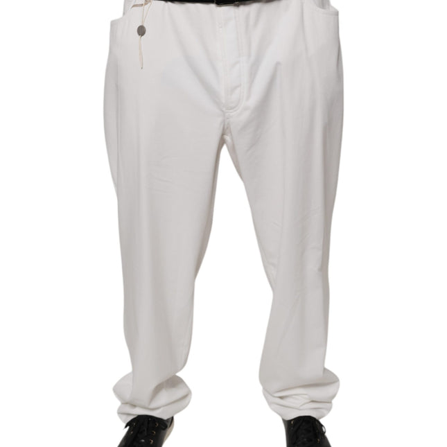 Brunello Cucinelli White Cotton Men Dress Tapered Pants
