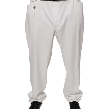 Brunello Cucinelli White Cotton Men Dress Tapered Pants