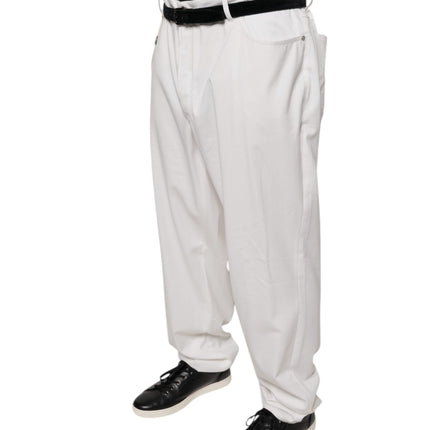 Brunello Cucinelli White Cotton Men Dress Tapered Pants