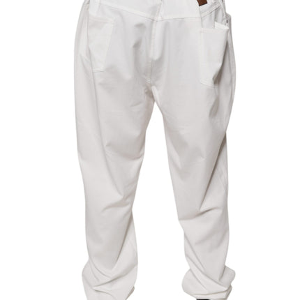 Brunello Cucinelli White Cotton Men Dress Tapered Pants