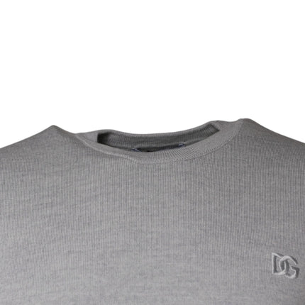 Dolce & Gabbana Light Gray Wool Crew Neck Pullover Sweater