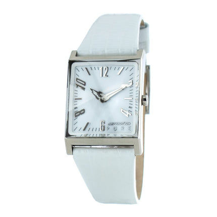 Chronotech White Leather Dress Watch