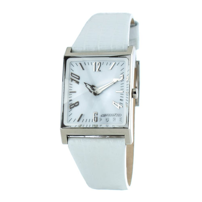 Chronotech White Leather Dress Watch