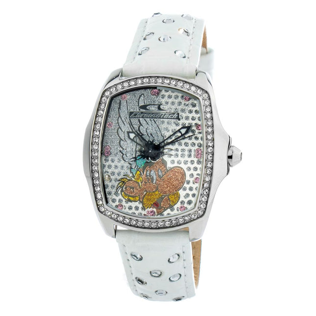 Chronotech White Leather Dress Watch