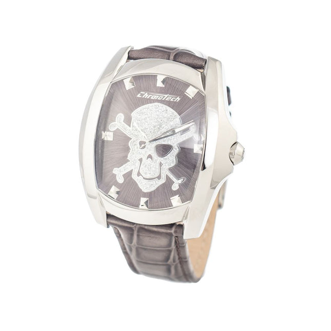Chronotech Gray Leather Dress Watch