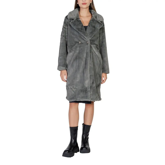 ICHI Black Polyester Coat ICHI